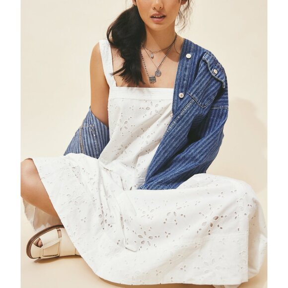 🆕 FREE PEOPLE Primavera Eyelet Midi Dress / White - Picture 2 of 10